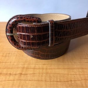 Vintage Harken Leather Alligator Pattern Belt Covered Buckle -  Size Large